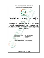 Nghiên cứu công tác kế toán bán hàng và xác Định kết quả hoạt Động kinh doanh tại công ty cổ phần sữa chị vàng ba vì   hà nội