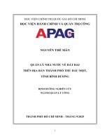 Luận văn thạc sĩ Quản lý công: Quản lý nhà nước về đất đai trên địa bạn thành phố Thủ Dầu Một