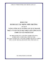 Báo cáo Đánh giá tác Động môi trường dự Án nâng công suất xưởng sản xuất bao bì nhựa và sản xuất hạt nhựa lên công suất 25 000 tấn sản phẩm năm