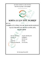 Nghiên cứu công tác kế toán ngân sách xã tại xã thanh cao, huyện lương sơn, tp hòa bình
