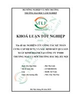 Nghiên cứu công tác kế toán cung cấp dịch vụ và xác Định kết quả sản xuất kinh doanh tại công ty tnhh thương mại và môi trường bắc bộ, hà nội