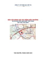 Báo cáo Đánh giá tác Động môi trường dự Án nhà máy sản xuất thép hình Đại việt phú bình