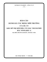 Báo cáo Đánh giá tác Động môi trường của dự Án khu Đô thị mới phía tây bắc tp bắc ninh khu 1