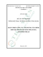 Hoàn thiện công tác thanh tra tài chính trên Địa bàn huyện hàm thuận bắc, tỉnh bình thuận