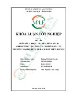 Phân tích thực trạng chính sách marketing tại công ty cổ phần Đầu tư thương mại dịch du lịch Đất việt, hà nội