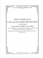 Báo cáo Đề xuất cấp lại giấy phép môi trường khu công nghiệp giang Điền