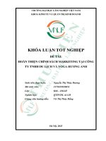Hoàn thiện chính sách marketing tại công ty tnhh du lịch và yoga hương anh