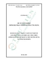 Đánh giá thực trạng và Đề xuất một số giải pháp nâng cao hiệu quả thực hiện chính sách chi trả dịch vụ môi trường rừng tại tỉnh thanh hóa