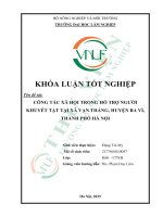 Công tác xã hội trong hỗ trợ người khuyết tật tại xã vạn thắng, huyện ba vì, thành phố hà nội