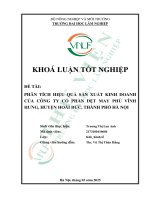 Phân tích hiệu quả sản xuất kinh doanh của công ty cổ phần dệt may phú vĩnh hưng, huyện hoài Đức, thành phố hà nội