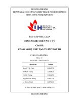 IUH | Tiểu luận CÔNG NGHỆ CHẾ TẠO Ô TÔ | CÔNG NGHỆ CHẾ TẠO THÂN VỎ Ô TÔ