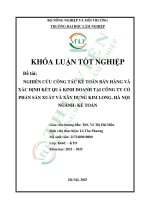 Nghiên cứu công tác kế toán bán hàng và xác Định kết quả kinh doanh tại công ty cổ phần sản xuất và xây dựng kim long, hà nội