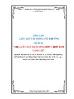 Báo cáo Đánh giá tác Động môi trường dự Án nhà máy sản xuất Ống Đồng hợp kim cao cấp