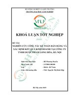Nghiên cứu công tác kế toán bán hàng và xác Định kết quả kinh doanh tại công ty tnhh dược phẩm long hóa, hà nội