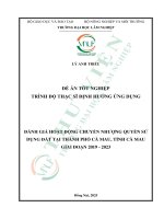 Đánh giá hoạt Động chuyển nhượng quyền sử dụng Đất tại thành phố cà mau, tỉnh cà mau giai Đoạn 2019   2023
