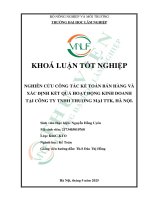 Nghiên cứu công tác kế toán bán hàng và xác Định kết quả hoạt Động kinh doanh tại công ty tnhh thương mại ttk, hà nội