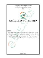 Nghiên cứu công tác kế toán bán hàng và xác Định kết quả kinh doanh tại công ty cổ phần gốm xây dựng hiệp hòa, bắc giang