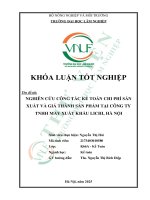 Nghiên cứu công tác kế toán chi phí sản xuất và giá thành sản phẩm tại công ty tnhh may xuất khẩu lichi, hà nội