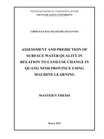 Assessment and prediction of surface water quality in relation to land use change in quang ninh province using machine learning