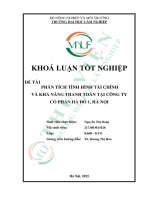 Phân tích tình hình tài chính và khả năng thanh toán tại công ty cổ phần hà Đô 1, hà nội