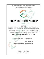 Nghiên cứu công tác kế toán bán hàng và xác Định kết quả hoạt Động kinh doanh tại công ty cổ phần Đầu tư sản xuất và thương mại tiến nhàn, tp hà nội