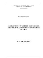 Fabrication of copper oxide based thin film transistors by sputtering metho