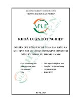 Nghiên cứu công tác kế toán bán hàng và xác Định kết quả hoạt Động kinh doanh tại công ty tnhh lưu thanh, hà nội