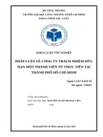 KLTN-PHÁP LUẬT VỀ CÔNG TY TRÁCH NHIỆM HỮU HẠN MỘT THÀNH VIÊN TỪ THỰC TIỄN TẠI THÀNH PHỐ HỒ CHÍ MINH