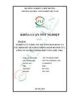 Nghiên cứu công tác kế toán bán hàng và xác Định kết quả hoạt Động kinh doanh của công ty cổ phần rồng biển vina, phú thọ