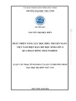 Phát triển năng lực Đọc hiểu truyện ngắn việt nam hiện Đại cho học sinh lớp 11 qua hoạt Động trải nghiệm (tóm tắt)