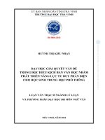 Dạy học giải quyết vấn Đề trong Đọc hiểu kịch bản văn học nhằm phát triển năng lực tư duy phản biện cho học sinh trung học phổ thông (tóm tắt)