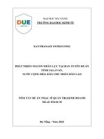 Phát triển nguồn nhân lực tại ban tuyên huấn tỉnh salavan, nước cộng hòa dân chủ nhân dân lào (tóm tắt)