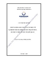 Chất lượng giấc ngủ của cán bộ y tế tại bệnh viện Đa khoa huyện thạch thất, hà nội và một số yếu tố liên quan