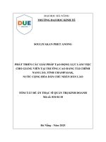Phát triển các giải pháp tạo Động lực làm việc cho giảng viên tại trường cao Đẳng tài chính nam lào, tỉnh champasak, nước chdcnd lào (tóm tắt)