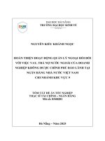Hoàn thiện hoạt Động quản lý ngoại hối Đối với việc vay, trả nợ nước ngoài của doanh nghiệp không Được chính phủ bảo lãnh tại ngân hàng nhà nước việt nam chi nhánh khu vực 9 (tóm tắt)
