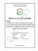 Nghiên cứu công tác kế toán bán hàng và xác Định kết quả hoạt Động kinh doanh tại công ty cổ phần xây dựng thương mại hoàng dũng, hòa bình