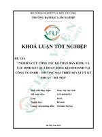 Nghiên cứu công tác kế toán bán hàng và xác Định kết quả hoạt Động kinh doanh tại công ty tnhh   thương mại thiết bị vật lý kỹ thuật   hà nội