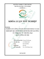 Nghiên cứu công tác kế toán bán hàng và xác Định kết quả hoạt Động kinh doanh tại công ty tnhh Đầu tư thương mại bảo cường, hà nội