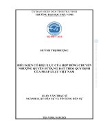 Điều kiện có hiệu lực của hợp Đồng chuyển nhượng quyền sử dụng Đất theo quy Định của pháp luật việt nam (tóm tắt)