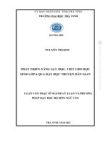 Phát triển năng lực Đọc, viết cho học sinh lớp 6 qua dạy học truyện dân gian (tóm tắt)