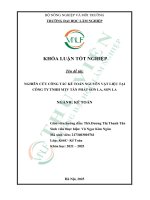 Nghiên cứu công tác kế toán nguyên vật liệu tại công ty tnhh mtv tân phát sơn la, sơn la