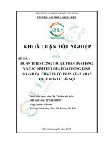 Hoàn thiện công tác kế toán bán hàng và xác Định kết quả hoạt Động kinh doanh tại công ty cổ phần xuất nhập khẩu hoa lư, hà nội
