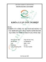 Nghiên cứu công tác kế toán bán hàng và xác Định kết quả hoạt Động kinh doanh tại công ty tnhh in nhất nam, tp hà nội