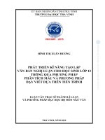 Phát triển kĩ năng tạo lập văn bản nghị luận cho học sinh lớp 12 thông qua phương pháp phân tích mẫu và phương pháp dạy viết dựa trên tiến trình (tóm tắt)