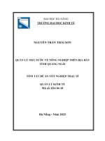 Quản lý nhà nước về nông nghiệp trên Địa bàn tỉnh quảng ngãi (tóm tắt)
