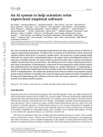 An ai system to help scientists write expert level empirical software