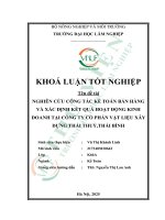 Nghiên cứu công tác kế toán bán hàng và xác Định kết quả hoạt Động kinh doanh tại công ty cổ phần vật liệu xây dựng thái thủy, thái bình