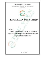 Hoàn thiện công tác quản trị chất lượng sản phẩm tại công ty cổ phần năng lượng hustech, hà nội