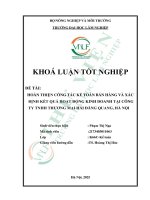 Hoàn thiện công tác kế toán bán hàng và xác Định kết quả hoạt Động kinh doanh tại công ty tnhh thương mại hải Đăng quang, hà nội