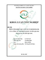 Phân tích hiệu quả sản xuất kinh doanh của công ty cổ phần dược tuyên quang (tunaco), tuyên quang